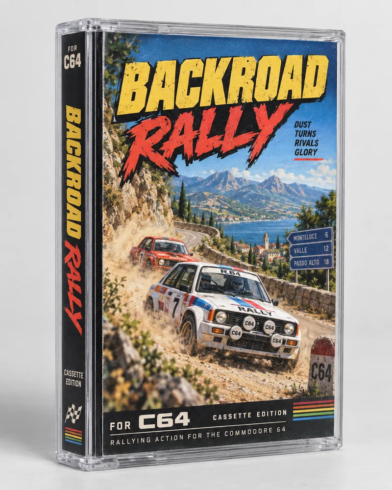 Backroad Rally — Commodore 64 native title artwork
