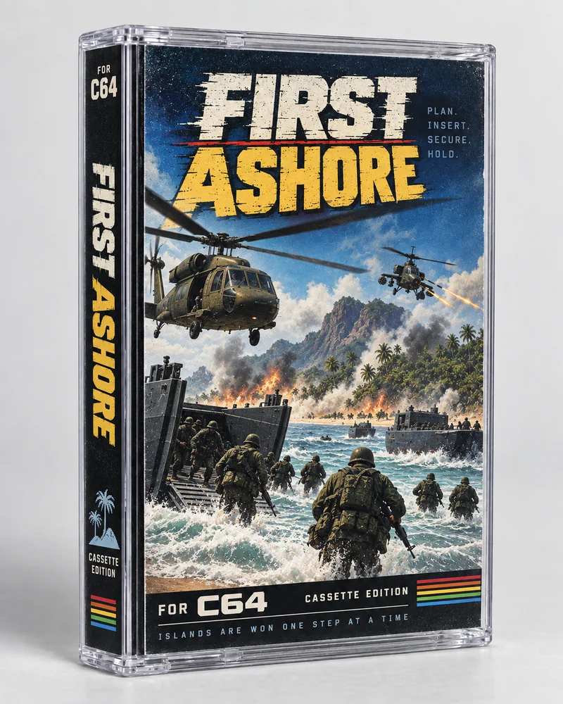 First Ashore — Commodore 64 native title artwork