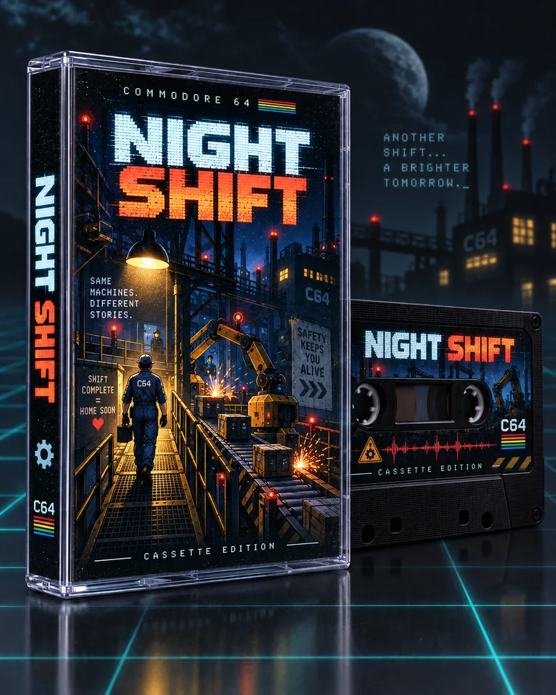 Night Shift — Commodore 64 native title artwork