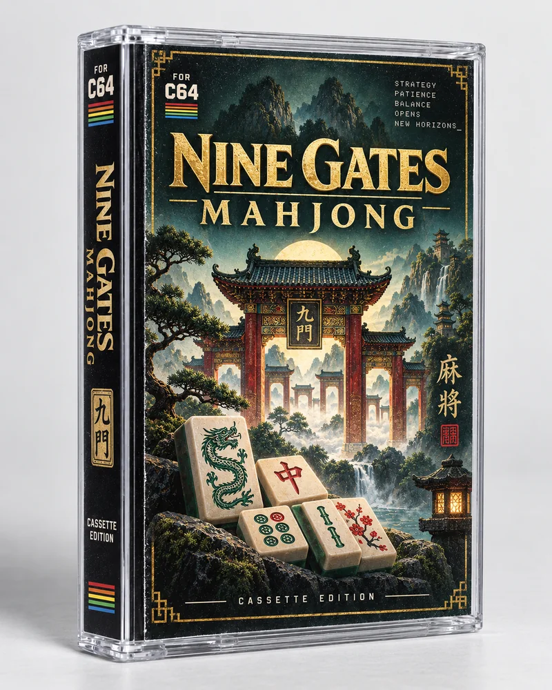 Nine Gates Mahjong — Commodore 64 native title artwork