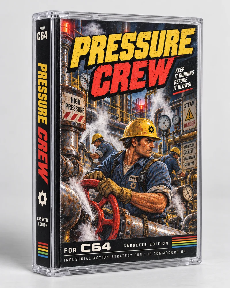 Pressure Crew — Commodore 64 native title artwork