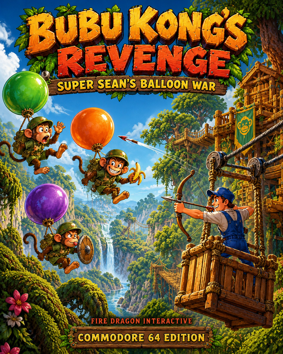 Bubu Kong’s Revenge — Commodore 64 cover illustration