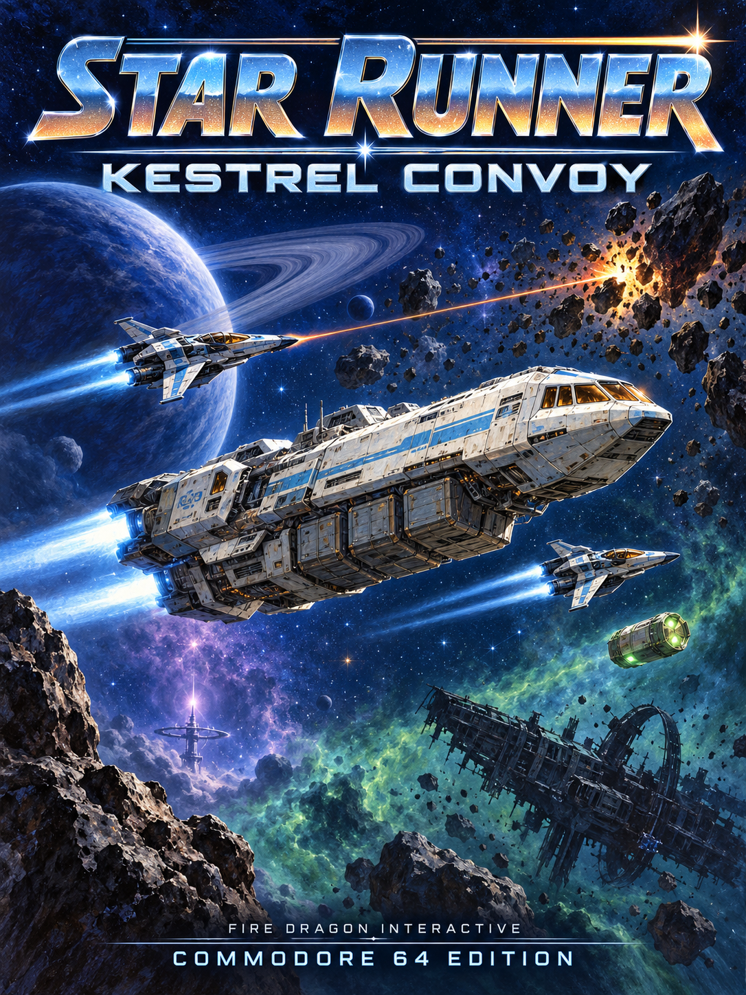 Star Runner — Commodore 64 cover illustration