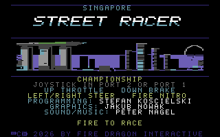 Singapore Street Racer: Neon Circuit — Commodore 64 game screenshot 2