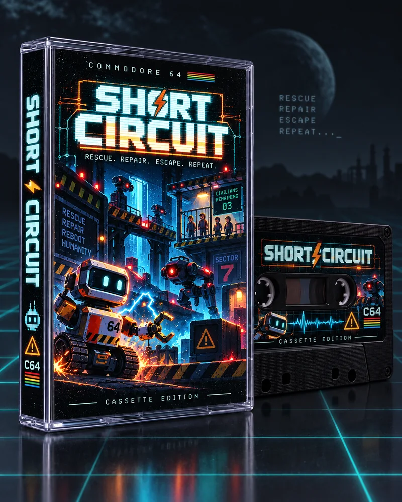 Short Circuit — Commodore 64 native title artwork