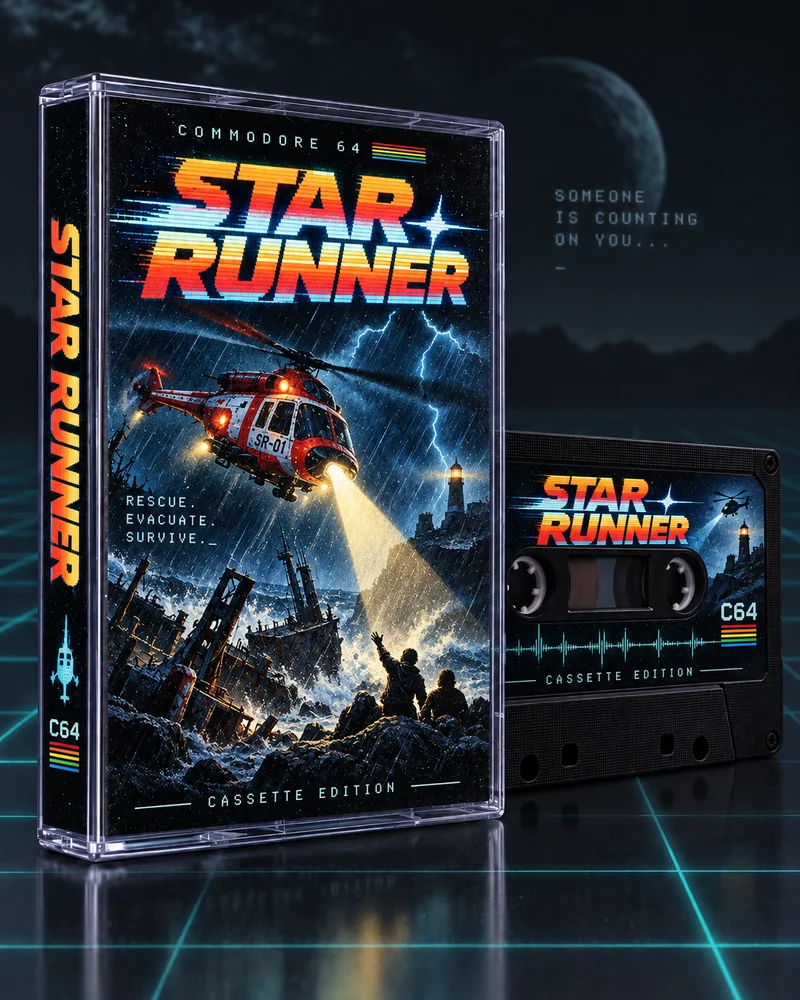 Star Runner — Commodore 64 native title artwork