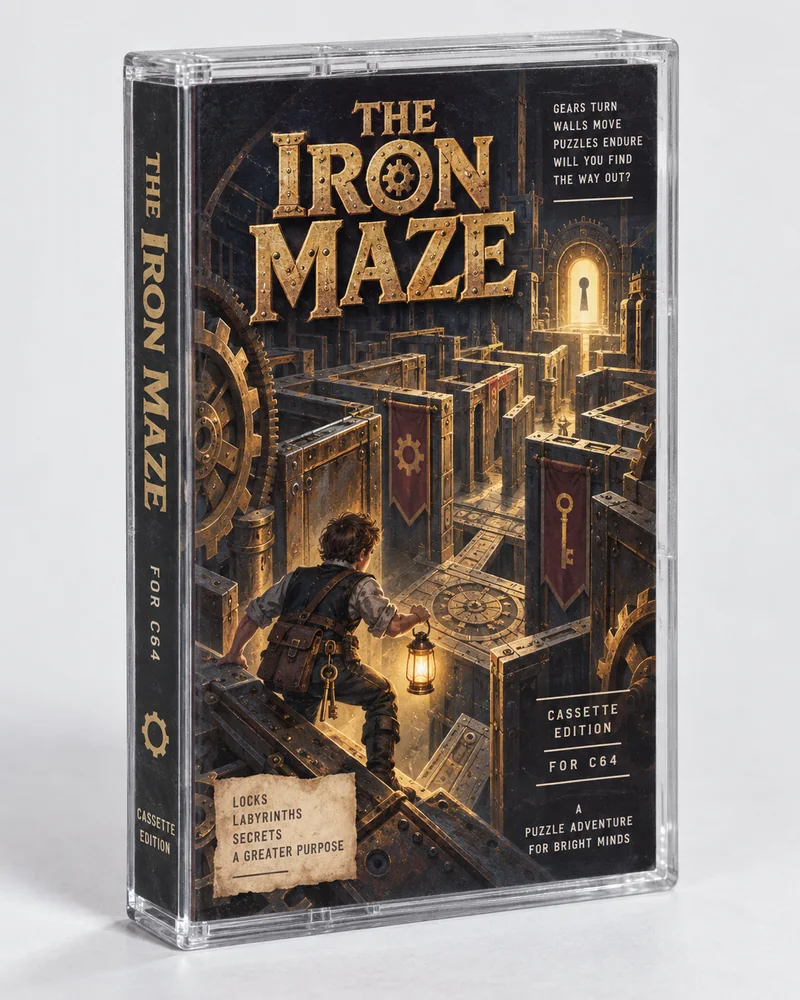 The Iron Maze — Commodore 64 native title artwork