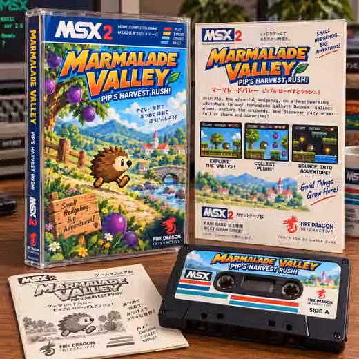 Marmalade Valley MSX2 period-style package concept artwork