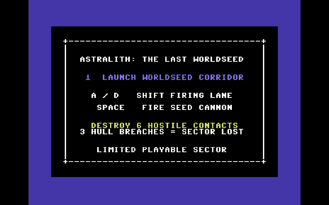 Astralith: The Last Worldseed — Commodore 64 runtime screenshot 2