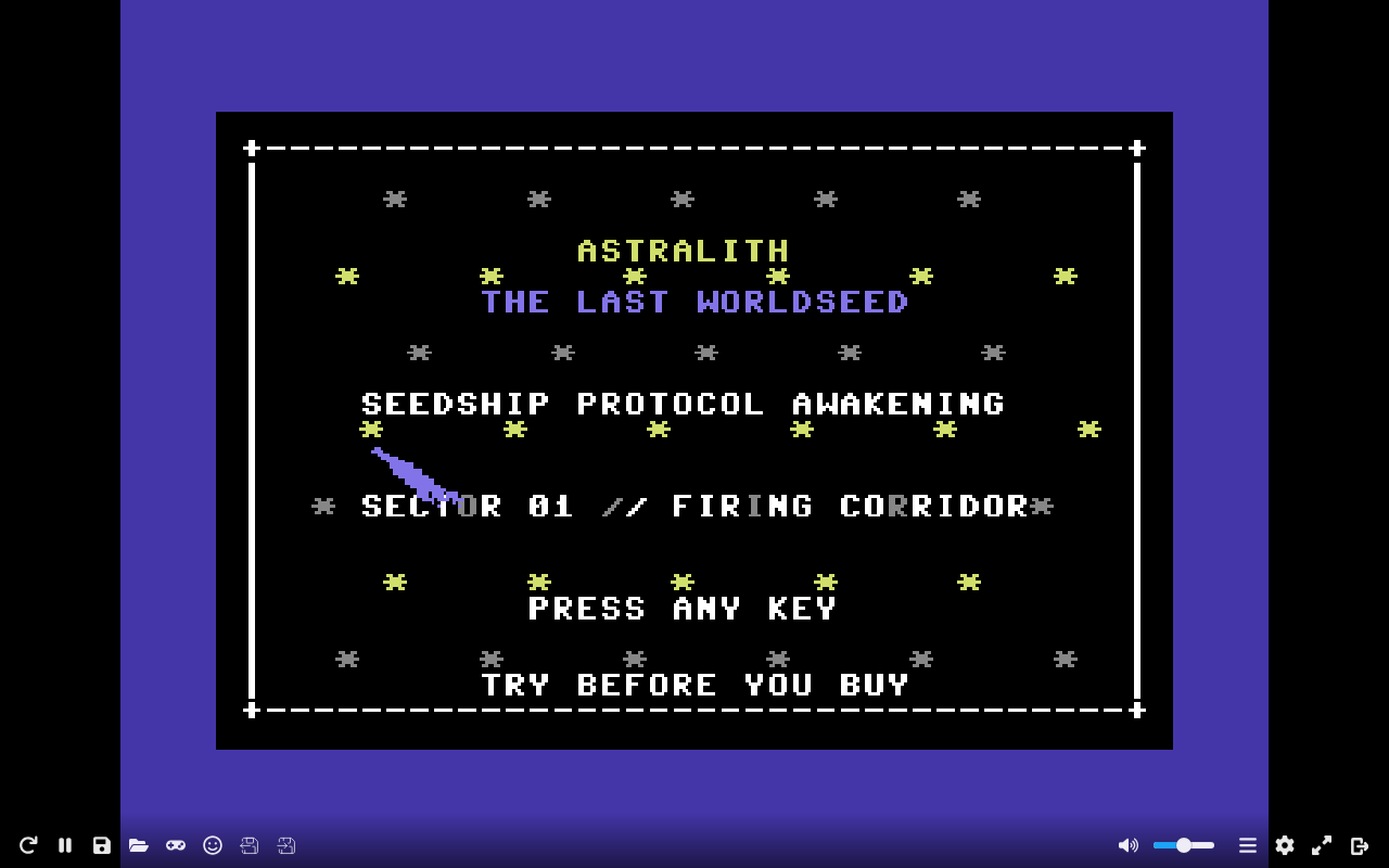 Astralith: The Last Worldseed — Commodore 64 runtime screenshot 4