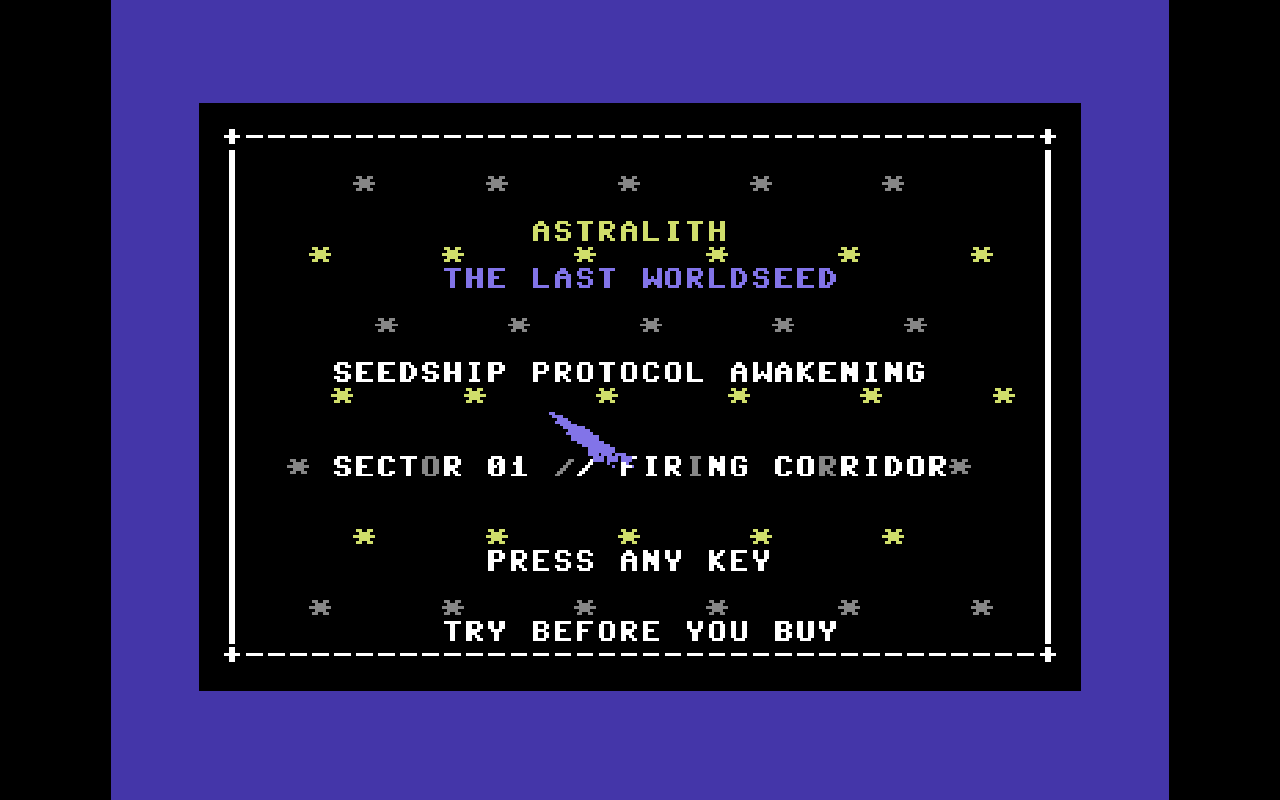 Astralith: The Last Worldseed — Commodore 64 runtime screenshot 1