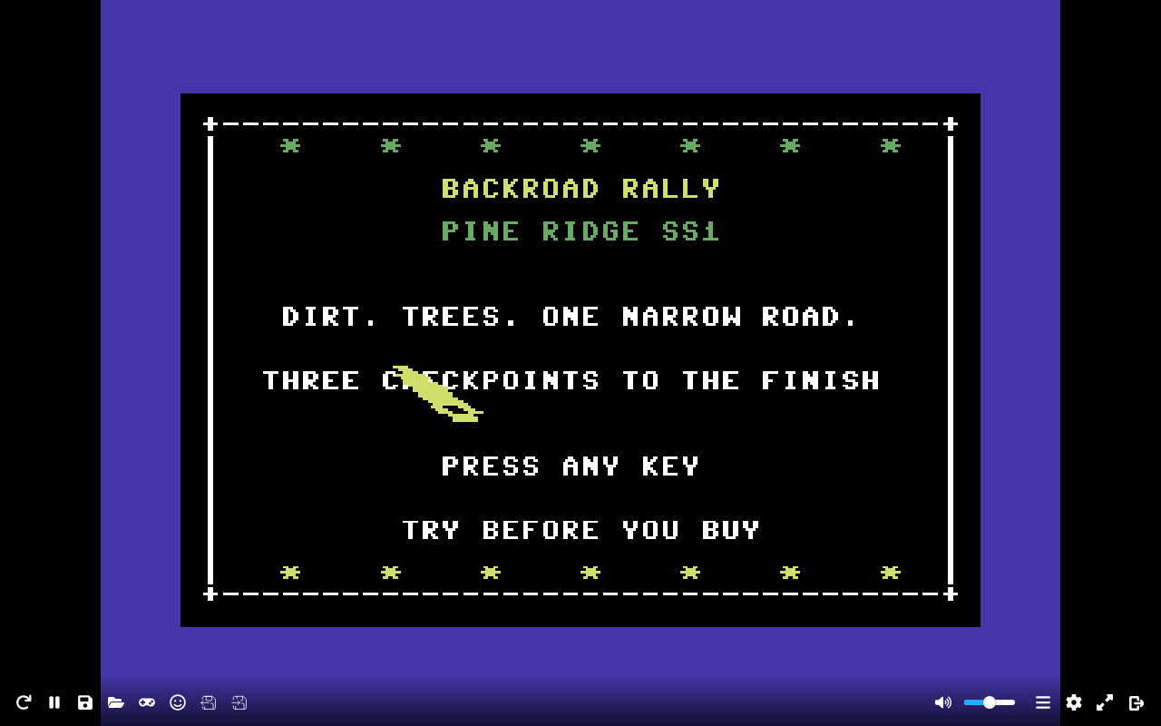 Backroad Rally — Commodore 64 runtime screenshot 4