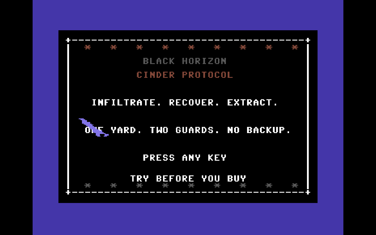 Black Horizon: Cinder Protocol — Commodore 64 runtime screenshot 2
