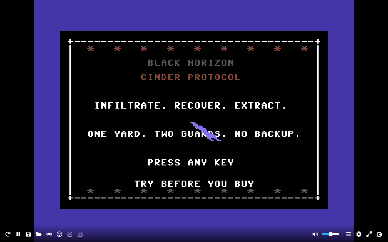 Black Horizon: Cinder Protocol — Commodore 64 runtime screenshot 4