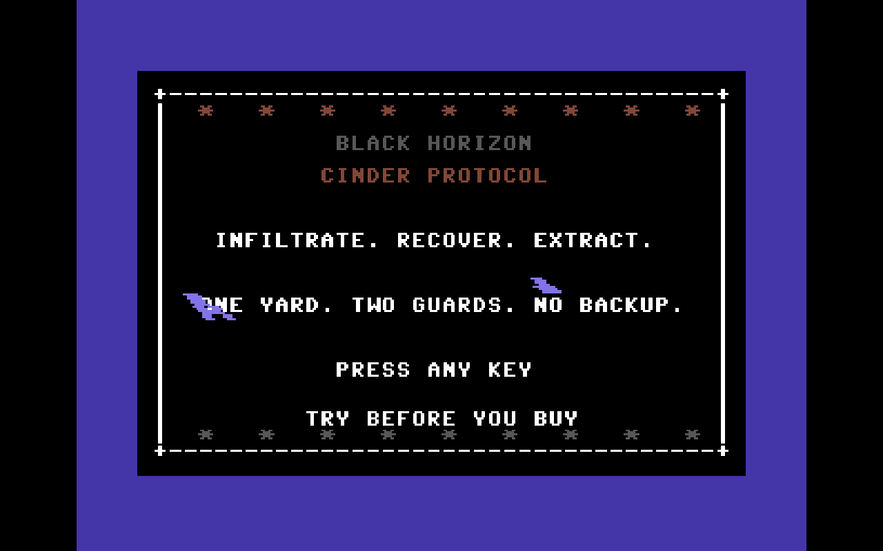 Black Horizon: Cinder Protocol — Commodore 64 runtime screenshot 1