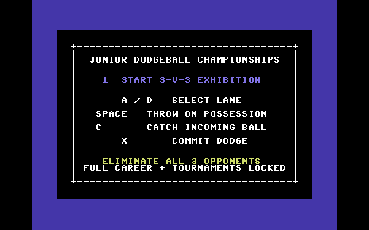 Junior Dodgeball Championships — Commodore 64 runtime screenshot 2