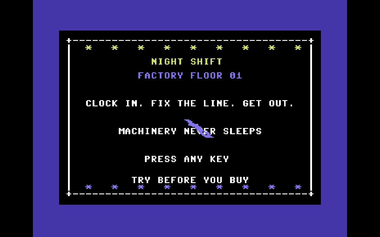 Night Shift — Commodore 64 runtime screenshot 2