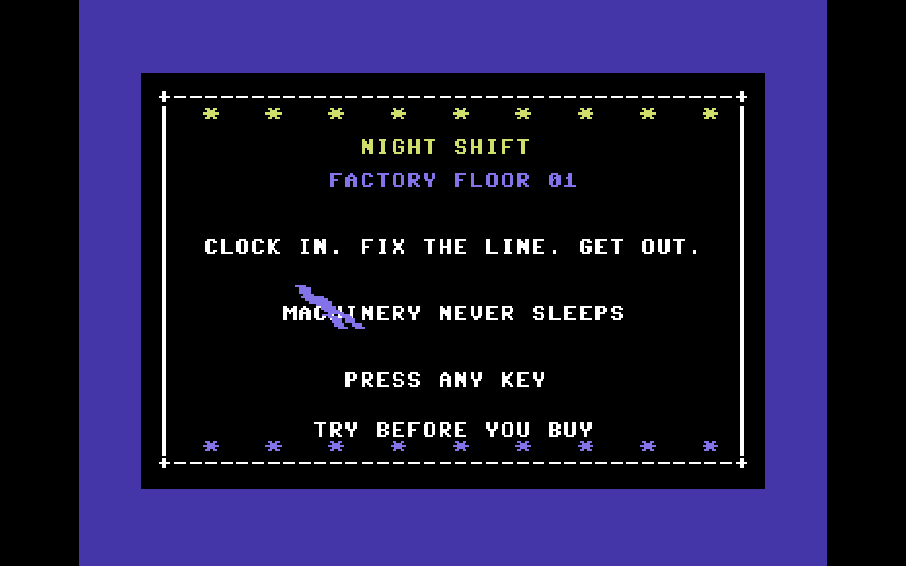 Night Shift — Commodore 64 runtime screenshot 1