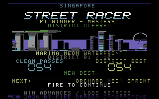 Singapore Street Racer: Neon Circuit — Commodore 64 runtime screenshot 8