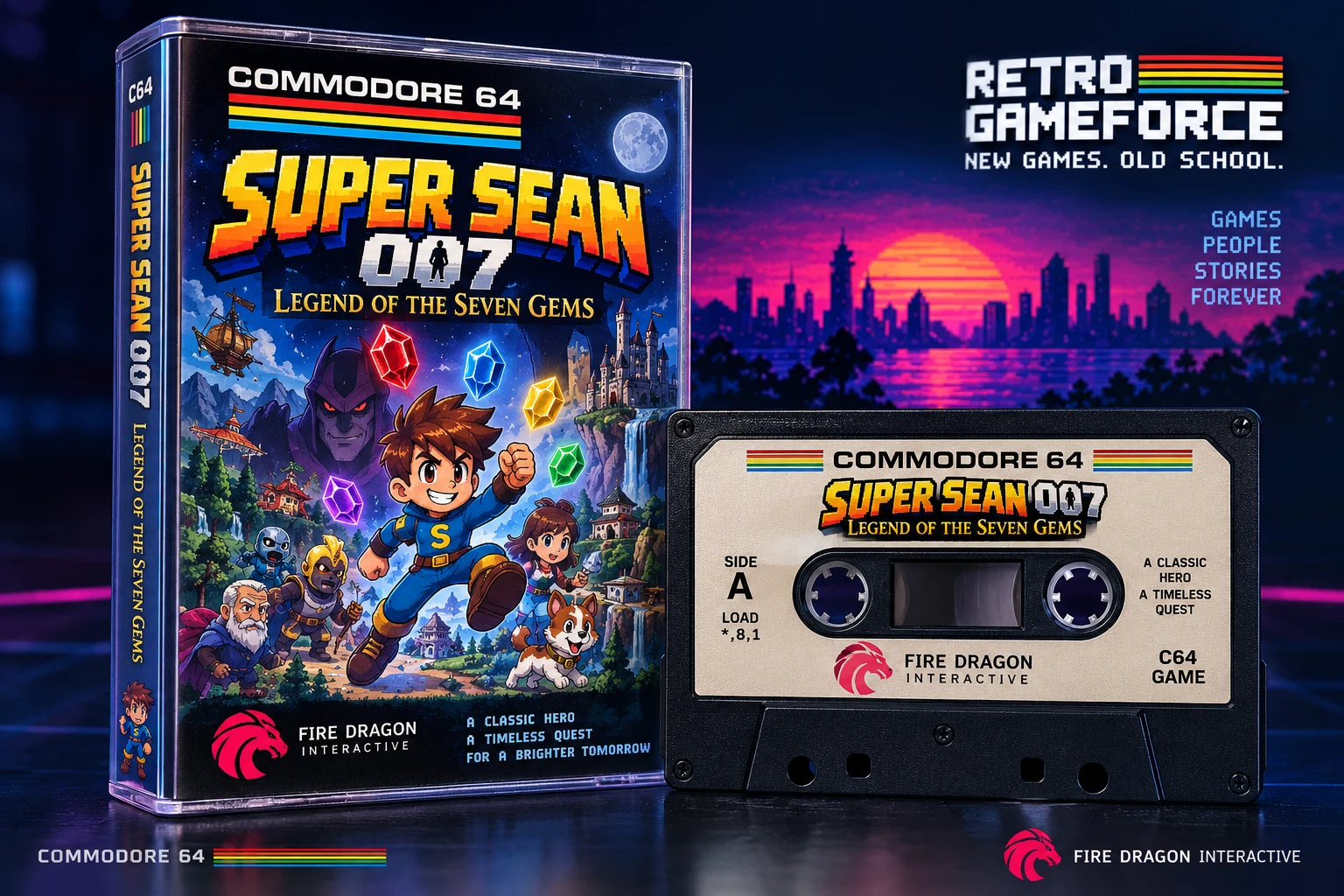 Super Sean 007: Legend of the Seven Gems — Commodore 64 native title artwork