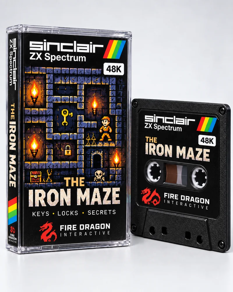 The Iron Maze — ZX Spectrum 48K native title artwork